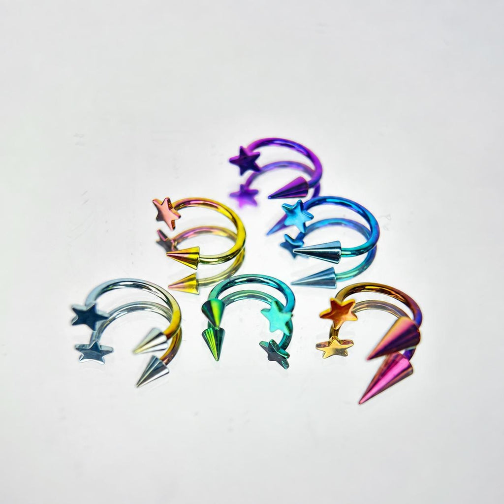 Celestial Star Spike Titanium Horseshoe Ring detail 5