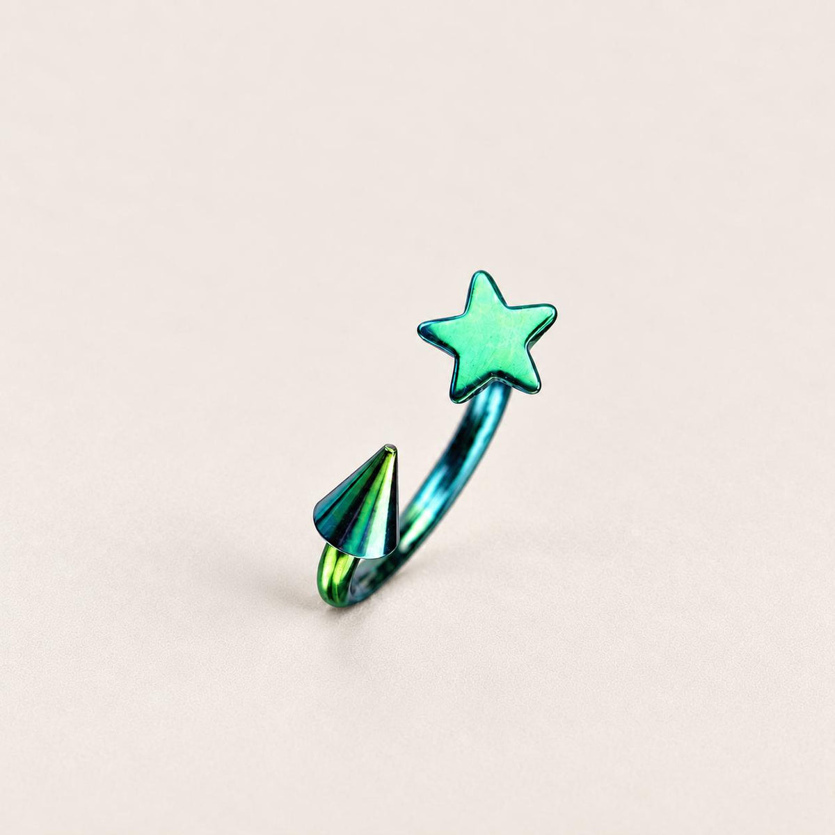 Celestial Star Spike Titanium Horseshoe Ring detail 13