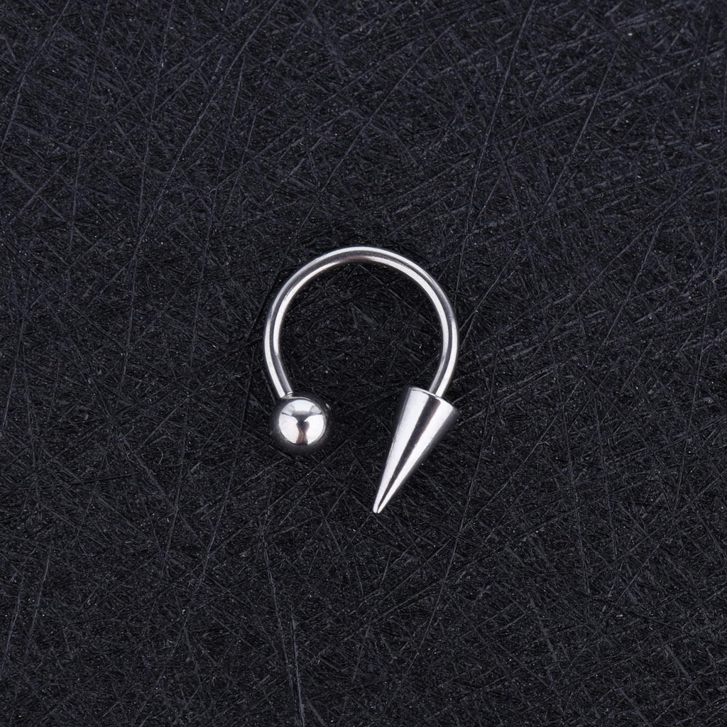 Spike & Ball Titanium Horseshoe Ring detail 8