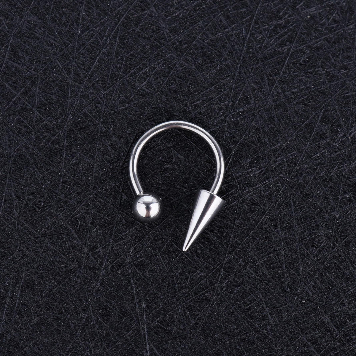 Spike & Ball Titanium Horseshoe Ring detail 8