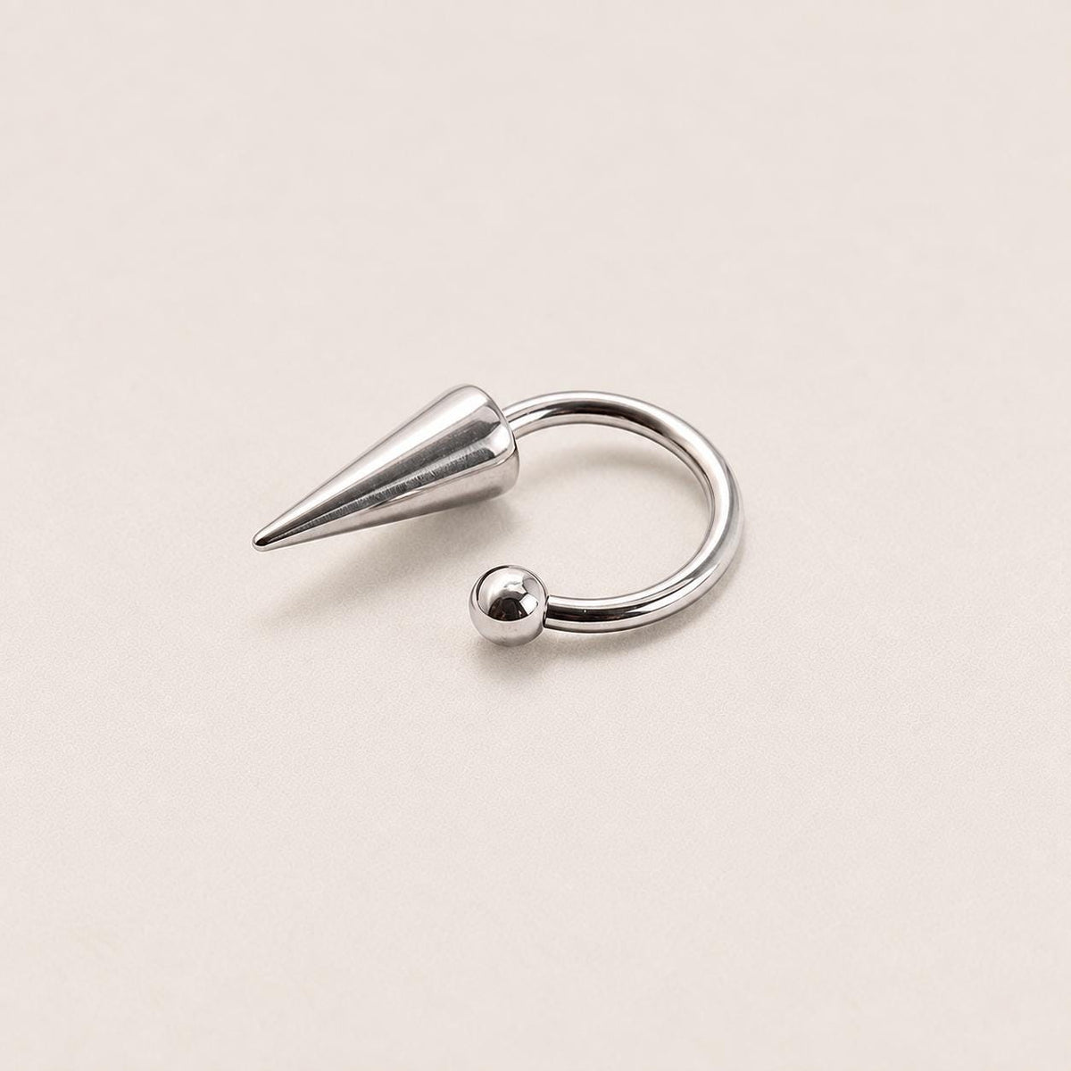 Spike & Ball Titanium Horseshoe Ring detail 11