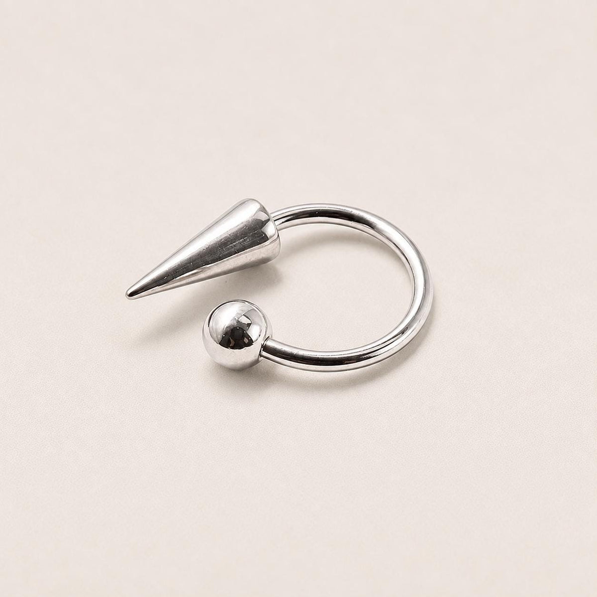 Spike & Ball Titanium Horseshoe Ring detail 12