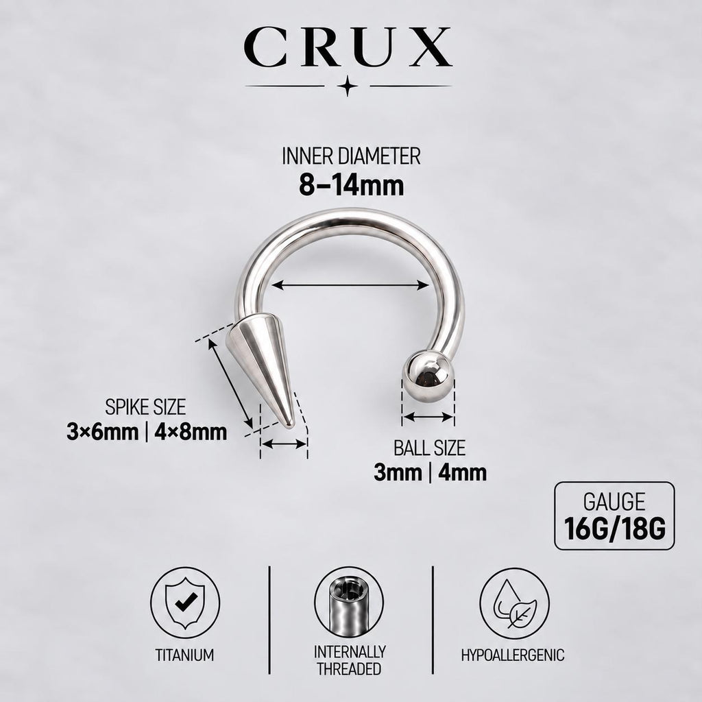 Spike & Ball Titanium Horseshoe Ring detail 13
