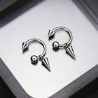 Dangle Spike Titanium Horseshoe Ring detail 4