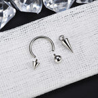 Dangle Spike Titanium Horseshoe Ring detail 6