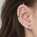 Moonstone Spike Titanium Horseshoe Ring detail 2
