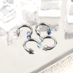 Moonstone Spike Titanium Horseshoe Ring detail 5