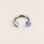 Moonstone Spike Titanium Horseshoe Ring detail 6