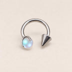 Moonstone Spike Titanium Horseshoe Ring detail 9