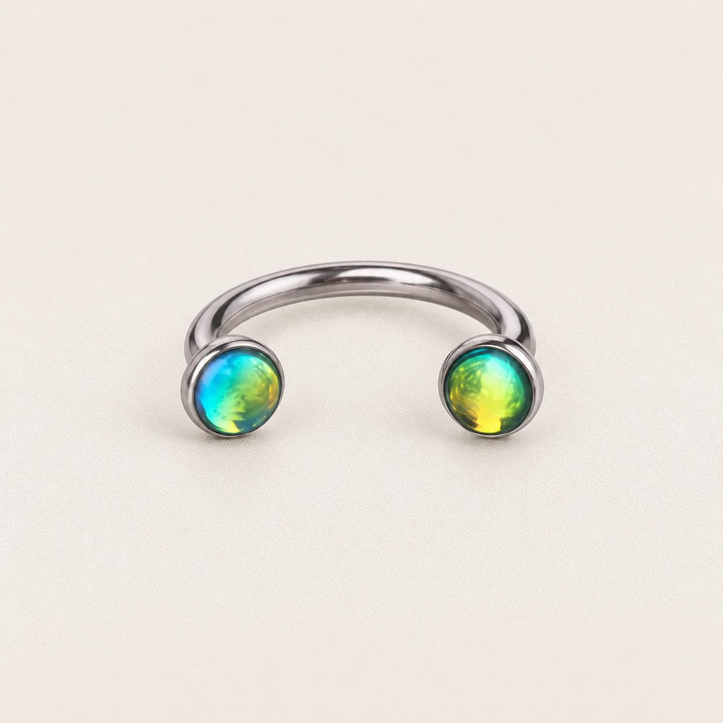 Iridescent Oil Drop Titanium Horseshoe Ring detail 6
