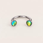 Iridescent Oil Drop Titanium Horseshoe Ring detail 6