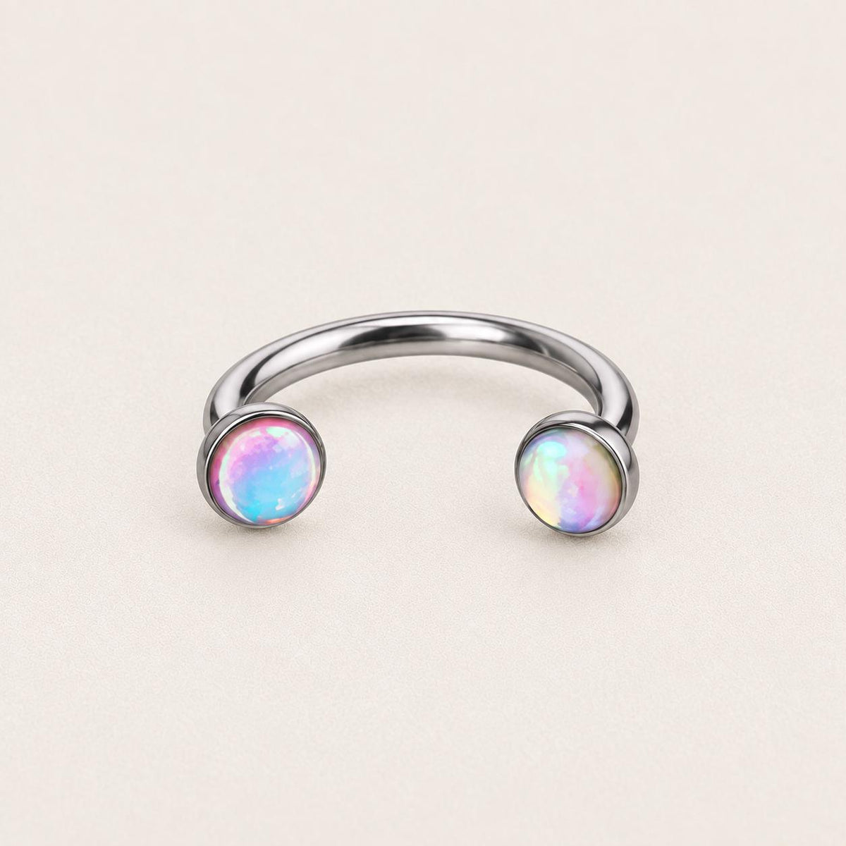 Iridescent Oil Drop Titanium Horseshoe Ring detail 7