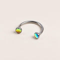 Iridescent Oil Drop Titanium Horseshoe Ring detail 8