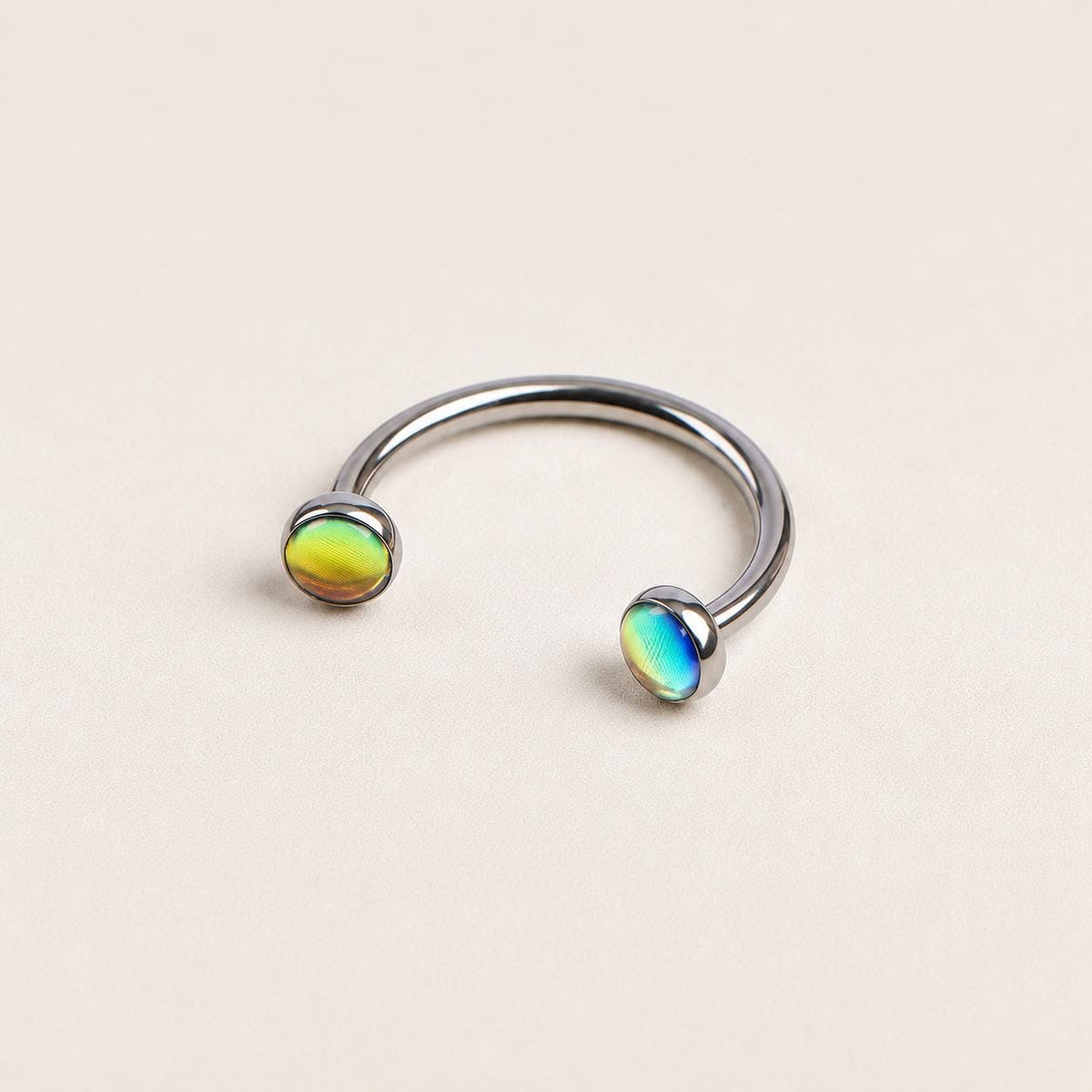 Iridescent Oil Drop Titanium Horseshoe Ring detail 8