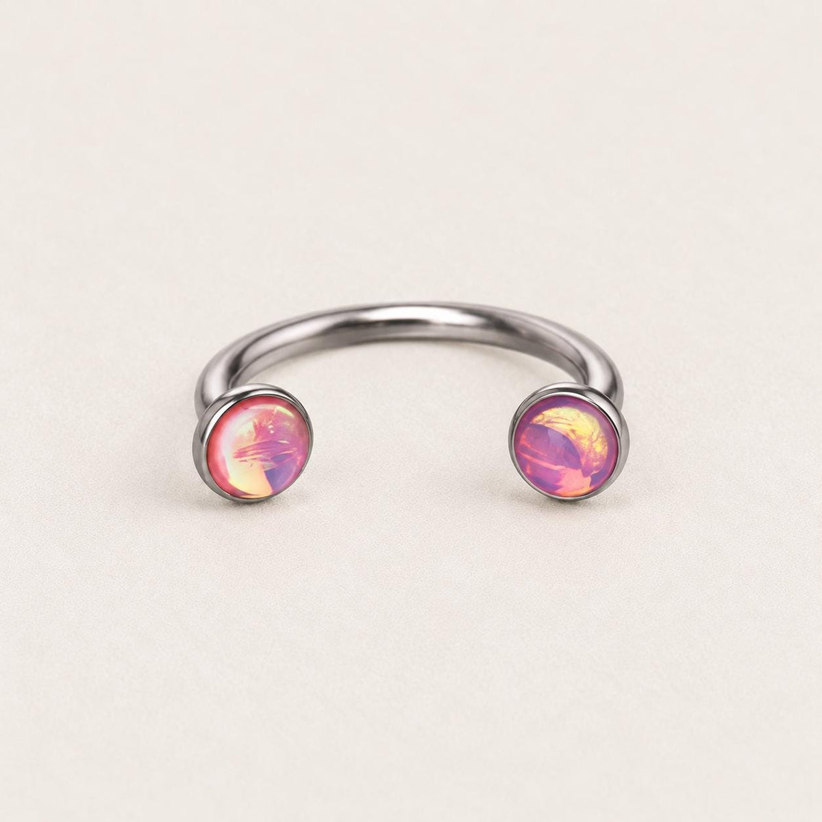 Iridescent Oil Drop Titanium Horseshoe Ring detail 10