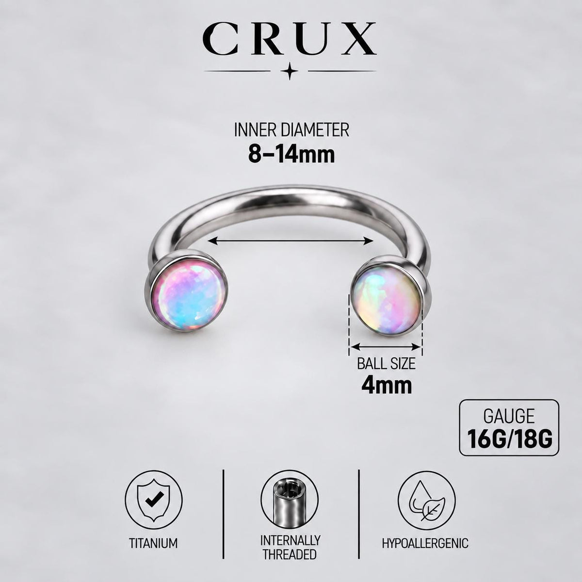 Iridescent Oil Drop Titanium Horseshoe Ring detail 11