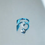 Crystal Ball Spike Titanium Horseshoe Ring detail 7