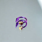 Crystal Ball Spike Titanium Horseshoe Ring detail 9