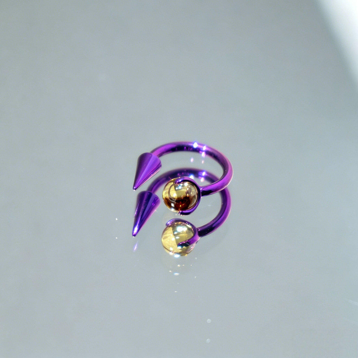 Crystal Ball Spike Titanium Horseshoe Ring detail 9