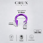 Crystal Ball Spike Titanium Horseshoe Ring detail 11