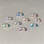 Fairycore Flower Crystal Titanium Horseshoe Ring detail 2