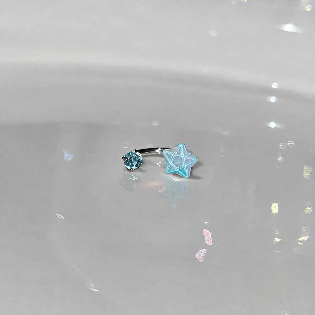 Crystal Star Titanium Horseshoe Ring detail 5