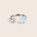 Crystal Star Titanium Horseshoe Ring detail 7