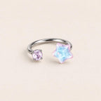 Crystal Star Titanium Horseshoe Ring detail 7