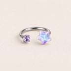 Crystal Star Titanium Horseshoe Ring detail 8