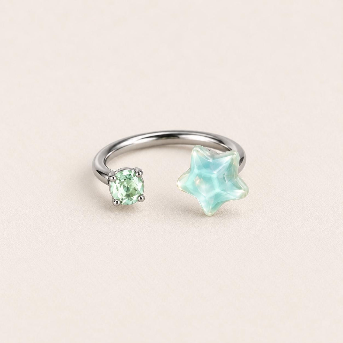 Crystal Star Titanium Horseshoe Ring detail 9