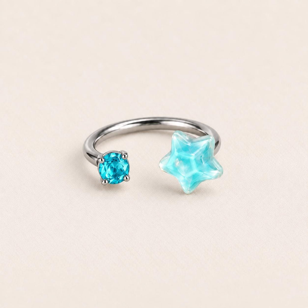 Crystal Star Titanium Horseshoe Ring detail 11