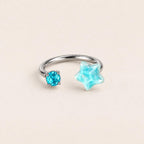 Crystal Star Titanium Horseshoe Ring detail 11