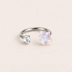 Crystal Star Titanium Horseshoe Ring detail 12