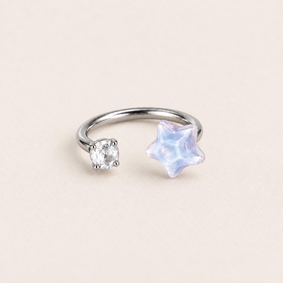 Crystal Star Titanium Horseshoe Ring detail 13