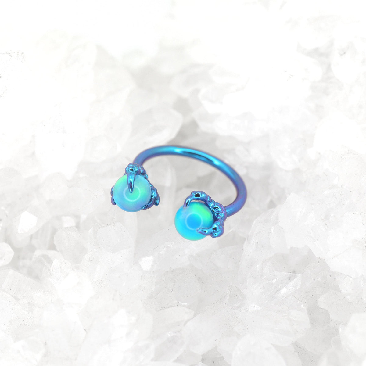 Dragon Claw Opal Titanium Horseshoe Ring detail 8