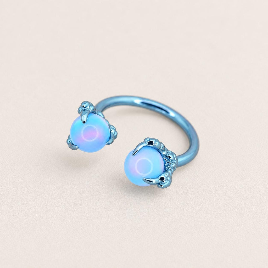 Dragon Claw Opal Titanium Horseshoe Ring detail 9