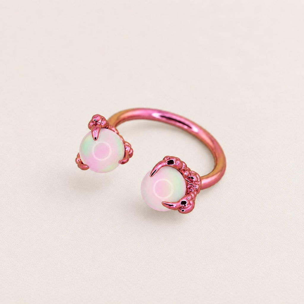 Dragon Claw Opal Titanium Horseshoe Ring detail 13