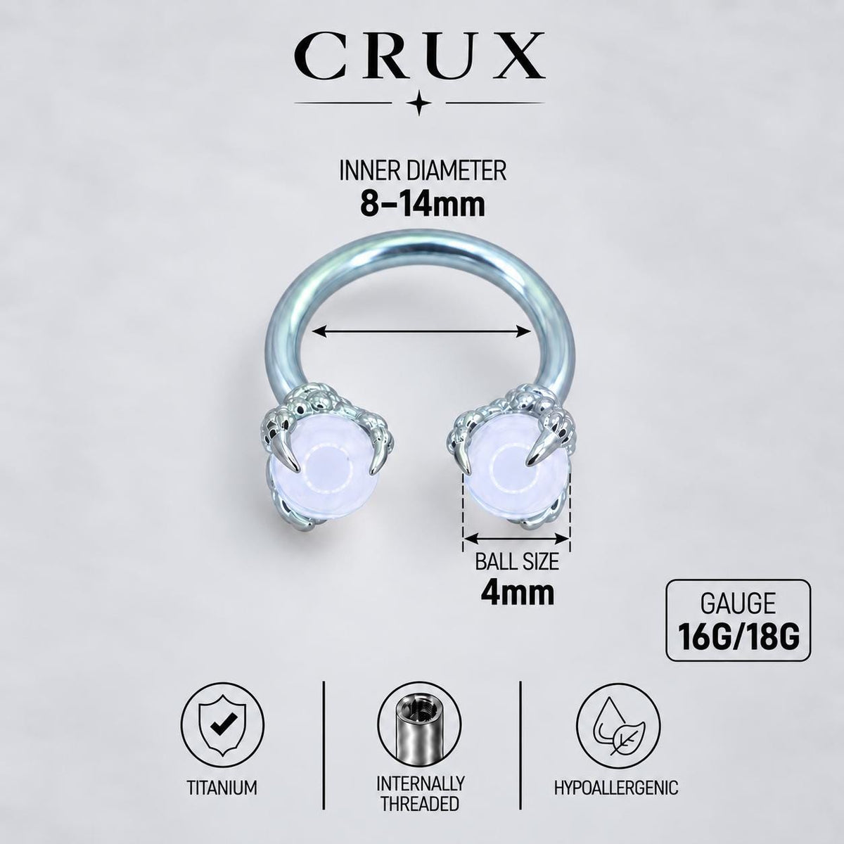 Dragon Claw Opal Titanium Horseshoe Ring detail 14