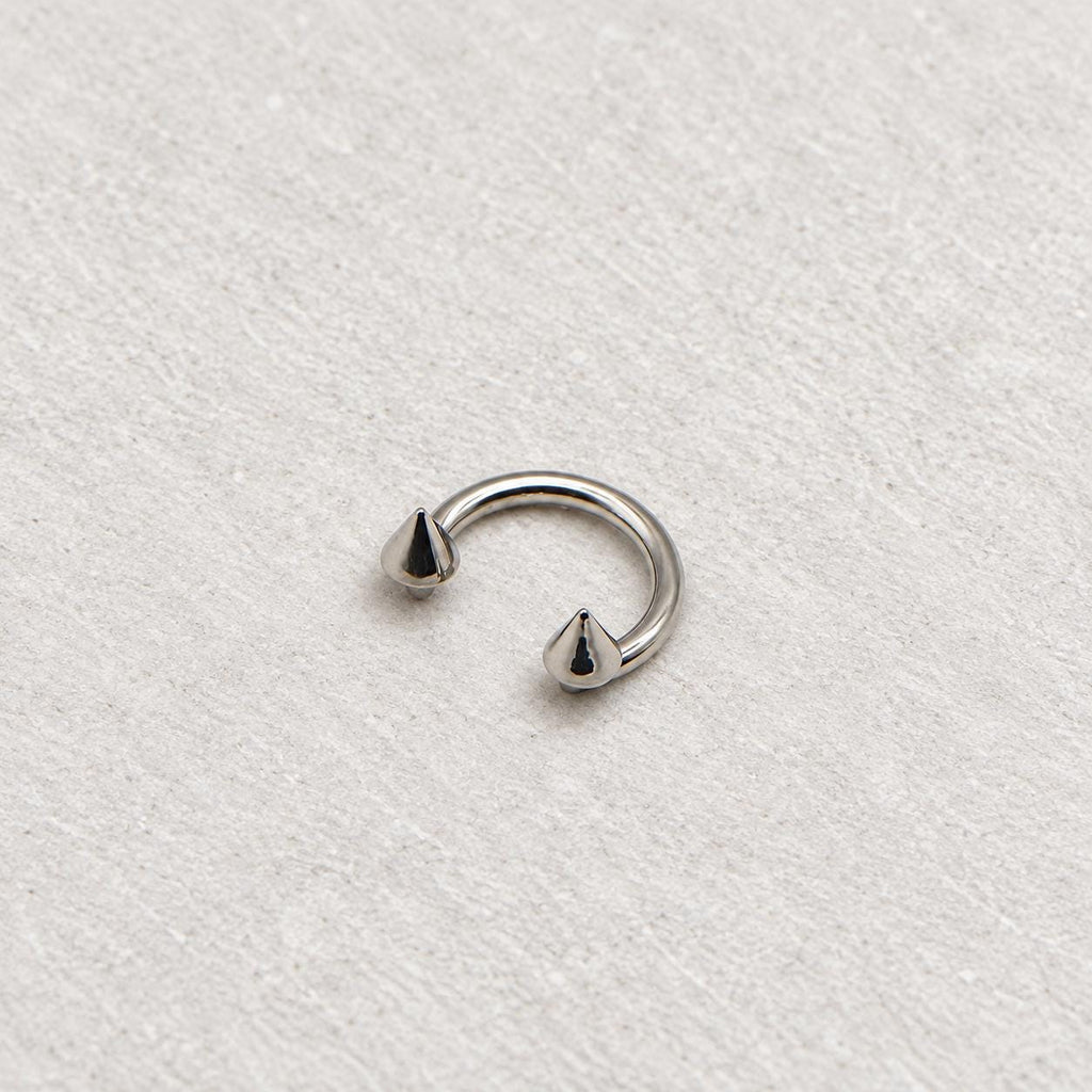 Punk Spike Titanium Horseshoe Ring detail 5