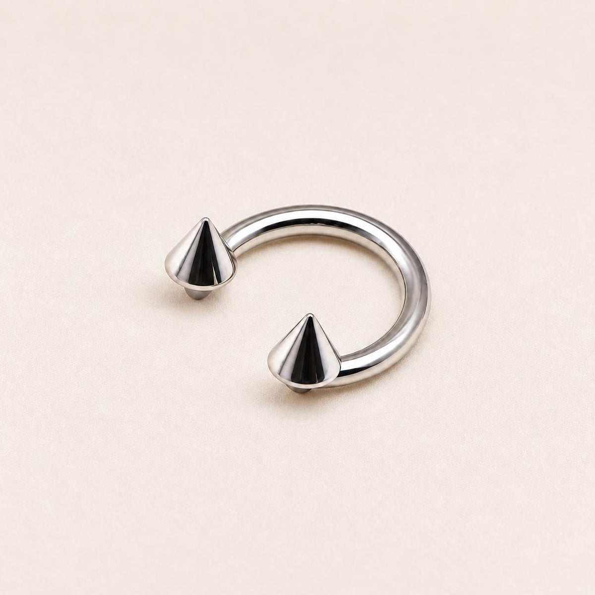 Punk Spike Titanium Horseshoe Ring detail 6