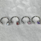 Dragon Claw Gem & Spike Titanium Horseshoe Ring detail 3