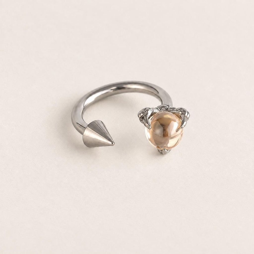 Dragon Claw Gem & Spike Titanium Horseshoe Ring detail 9