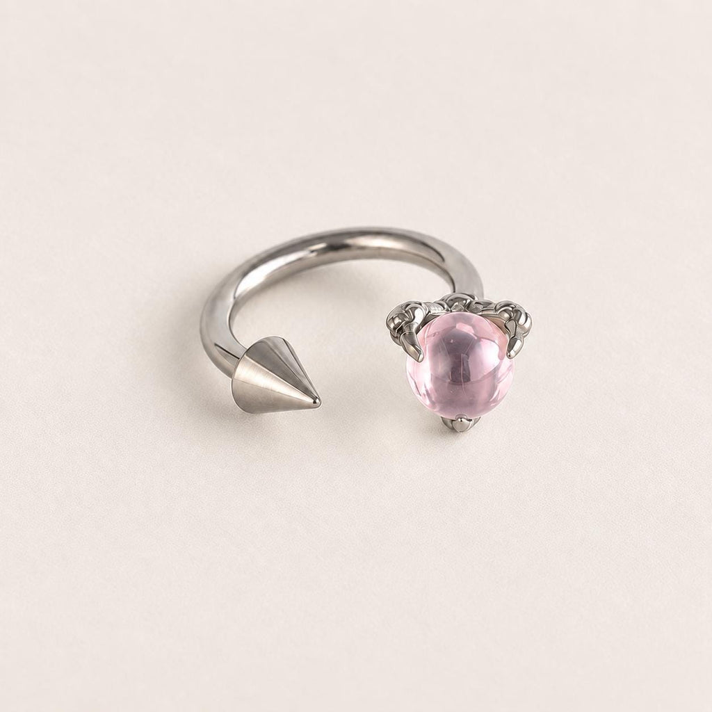 Dragon Claw Gem & Spike Titanium Horseshoe Ring detail 11