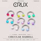 Opal Ball Titanium Horseshoe Ring