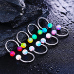 Opal Ball Titanium Horseshoe Ring detail 2