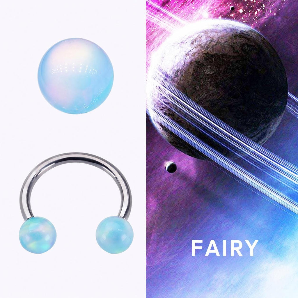 Opal Ball Titanium Horseshoe Ring detail 7