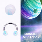 Opal Ball Titanium Horseshoe Ring detail 9