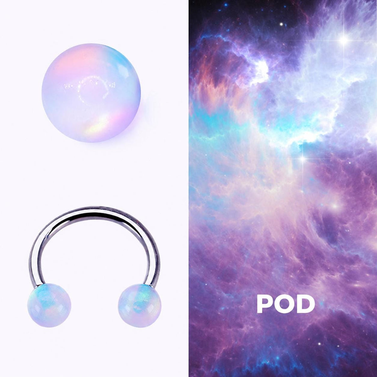 Opal Ball Titanium Horseshoe Ring detail 11