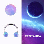 Opal Ball Titanium Horseshoe Ring detail 12