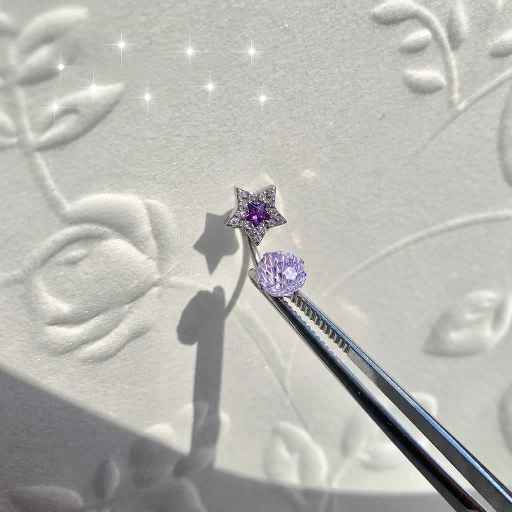 Heart & Star Crystal Titanium Horseshoe Ring detail 4